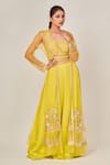 Buy_Tamaraa By Tahani_Green Mull Silk Embellished Sequins Sweetheart Neck Bouse Sharara Set _at_Aza_Fashions