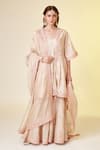 Buy_Shyam Narayan Prasad_White Chanderi Silk Embroidery Gota Open Angrakha Set _at_Aza_Fashions