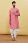 Buy_Arihant Rai Sinha_Pink Silk Plain Straight Kurta And Dhoti Pant Set _at_Aza_Fashions