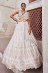 Buy_Aditi Gupta_Ivory Banarasi Chanderi Woven And Embroidered Vintage Bridal Lehenga Set  _at_Aza_Fashions