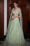 Buy Nadine Dhody Green Tulle Sequins, Beads, Cut Work Floral Art Embroidered Bridal Lehenga Set at Aza Fashions Buy_Nadine Dhody_Green Tulle Sequins, Beads, Cut Work Floral Art Embroidered Bridal Lehenga Set _at_Aza_Fashions