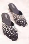 Buy_Around Always_Black Embroidery Kajal Thread Mules _at_Aza_Fashions