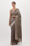 Buy_Nakul Sen_Grey Chiffon Embroidered Sequin Scoop Neck Saree With Blouse _at_Aza_Fashions