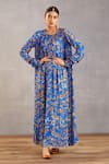 Buy_Torani_Blue Slub Silk Print Digital Bhagalpuri Rang Shyam Amrut Maxi Dress  _at_Aza_Fashions