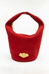 Buy_SAURAV GHOSH_Red Metal Embellishment Studio Bucket Bag _at_Aza_Fashions