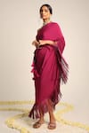 Buy_Style Junkiie_Pink Moss Crepe Asymmetric One Shoulder Kaftan  _at_Aza_Fashions