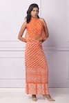 Buy_Ek Katha_Orange Cotton Linen Printed Batik Tube Skirt  _at_Aza_Fashions