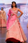 Buy_Anushree Reddy_Coral Organza Embroidery Zari Cluster Mumtaz Bridal Lehenga Set  _at_Aza_Fashions