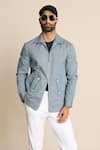 Buy_Gargee Designers_Grey 100% Cotton Chinos Zip Front Shacket _at_Aza_Fashions