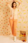 Buy_Banana Labs_Orange Cotton Patchwork Collared Hand Block Print Shirt And Pant Set _at_Aza_Fashions