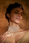 Shop_Tarun Tahiliani_Ivory Pearl And Citerine Pebble Layered Choker _at_Aza_Fashions