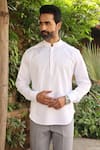 Buy_Raw & Rustic by Niti Bothra_White 100% Pure Supima Cotton With Natural Strech Mandarin Collar Kurta Shirt _at_Aza_Fashions