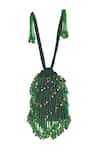 Aloha by PS_Green Crystal And Beads Tassels Krystle Velvet Mini Potli Bag _Online_at_Aza_Fashions