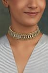 Buy_House Of Tuhina_Gold Plated Mirror Studded Teer Choker _at_Aza_Fashions