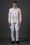 Buy_Balance by Rohit Bal_Ivory Poplin Satin Printed Botanic Fitted Shirt _at_Aza_Fashions