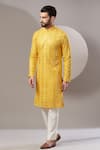 Buy_Kasbah_Yellow Georgette Embroidered Mirror Kurta _at_Aza_Fashions