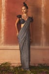 Buy_Shivani Awasty_Blue Polyester Crystals, Feathers Diamond Shine Pre-draped Saree With Blouse _at_Aza_Fashions