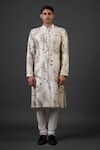 Buy_Balance by Rohit Bal_Ivory Chanderi Silk Printed Floral Bird And Kurta Set _at_Aza_Fashions