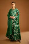 Buy_Shyam Narayan Prasad_Green Viscose Gold Jacquard Embroidered Gota And Thread Anarkali Set  _at_Aza_Fashions