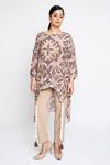 Buy Anmol Kakad Beige Crepe Embroidery Round Neck Mosaic Pattern Asymmetric Top at Aza Fashions Buy_Anmol Kakad_Beige Crepe Embroidery Round Neck Mosaic Pattern Asymmetric Top_at_Aza_Fashions