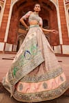 Buy_Aditi Gupta_Pink Banarasi Woven And Embroidered Vintage Pattern Bridal Lehenga Set _at_Aza_Fashions
