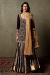 Buy_RI.Ritu Kumar_Purple Silk Embroidery And Woven Zardozi & Jaal Pattern Jwala Kurta Lehenga Set _at_Aza_Fashions