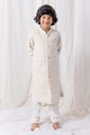 Buy_Chotibuti_Ivory Cotton Embroidery Thread Work And Sequins Sherwani Set _at_Aza_Fashions