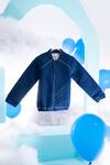 Buy_Little Luxury_Blue Cotton Twill Chevron Pattern Quilting Quilted Varsity Jacket  _at_Aza_Fashions