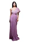 Buy_Archana Kochhar_Purple Net Embroidery French Lace Sweetheart Neck Rachel Structured Draped Gown _at_Aza_Fashions