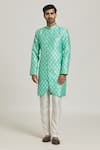 Buy_Samyukta Singhania_Green Sherwani Banarasi Jacquard Woven Floral Butti With Pant _at_Aza_Fashions