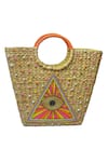 Buy_Gin & Tonic_Beige Beads Prism Evil Eye Woven Beach Bag _at_Aza_Fashions