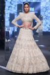 Buy_Ritika Mirchandani_Beige Net Embroidery Bead Round Erinn Geometric Bridal Lehenga Set  _at_Aza_Fashions