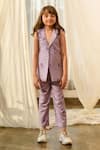 Buy_Pasha India_Purple Linen Floral Pattern Quilted Jacket And Pant Set _at_Aza_Fashions
