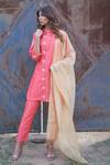 Buy The Home Affair Peach Cotton Satin, Cotton, Silk, Chiffon Cut Work, Gota Patti Kurta Pant Set at Aza Fashions Buy_The Home Affair_Peach Cotton Satin, Cotton, Silk, Chiffon Cut Work, Gota Patti Kurta Pant Set _at_Aza_Fashions