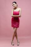 Buy_Pocket Stories_Pink Crepe / Chiffon Embroidered Sequin Straight Gathered Dress  _at_Aza_Fashions