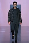 Buy_Tisa - Men_Black Terry Rayon Embroidery Stripe Bandhgala Jacket And Pant Set _at_Aza_Fashions