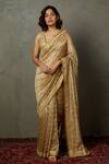 Buy_RI.Ritu Kumar_Gold Silk Embroidery Rohira Saree With Unstitched Blouse Fabric_at_Aza_Fashions