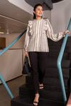 Buy_B'Infinite_Grey Cotton Striped Pattern High Neck Shirt And Trouser Set_at_Aza_Fashions