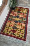 Buy_Nakshikathaa - Homeware_Multi Color Pure Wool Hand Woven Geometric Pattern Rug_at_Aza_Fashions