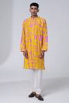 Buy_Siddhartha Bansal_Yellow Chanderi Printed Hamsa Signature Kurta Set _at_Aza_Fashions