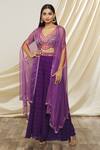 Buy_Yoshita Couture_Purple Blouse And Sharara Georgette With Shantoon Lining & Cape Nori & Set _at_Aza_Fashions