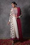 Buy_Shachi Sood_White Anarkali And Pant Dupion Silk, Dupatta Organza Floral Round Print Set _at_Aza_Fashions
