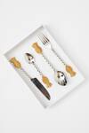 Buy_Table Manners_Gold Brass, Stainless Steel Set Of 4 Finding Pineapples Cutlery_at_Aza_Fashions