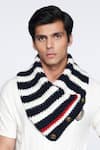 Buy_S&N by Shantnu Nikhil_Blue Striped Cravat Knitted Muffler _at_Aza_Fashions