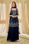 Buy_Alaya Advani_Blue Chanderi Embroidered Kurta Palazzo Set_at_Aza_Fashions