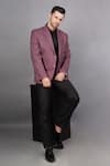 Buy_Soniya G_Pink Wool And Tweed Woven Stripe Pattern Blazer _at_Aza_Fashions