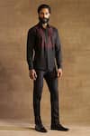 Buy_Raghavendra Rathore Jodhpur_Black Silk Embroidered Applique Shirt_at_Aza_Fashions