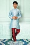 Buy_Arihant Rai Sinha_Blue Dupion Art Silk Patterned Kurta _at_Aza_Fashions