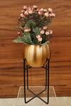 Buy_Order Happiness_Gold Iron Metal Stand Pot With Flower _at_Aza_Fashions