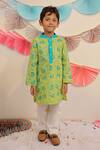 Buy_Tiny Colour_Green Cotton Embroidery Floral Garden Printed Kurta With Pyjama _at_Aza_Fashions